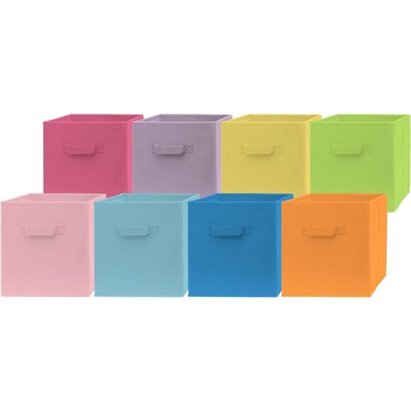 Fabric Storage Bins - 8 Pack - Fun Colored Storage Cubes | 2 Reinforced Handles - Picture 1 of 7